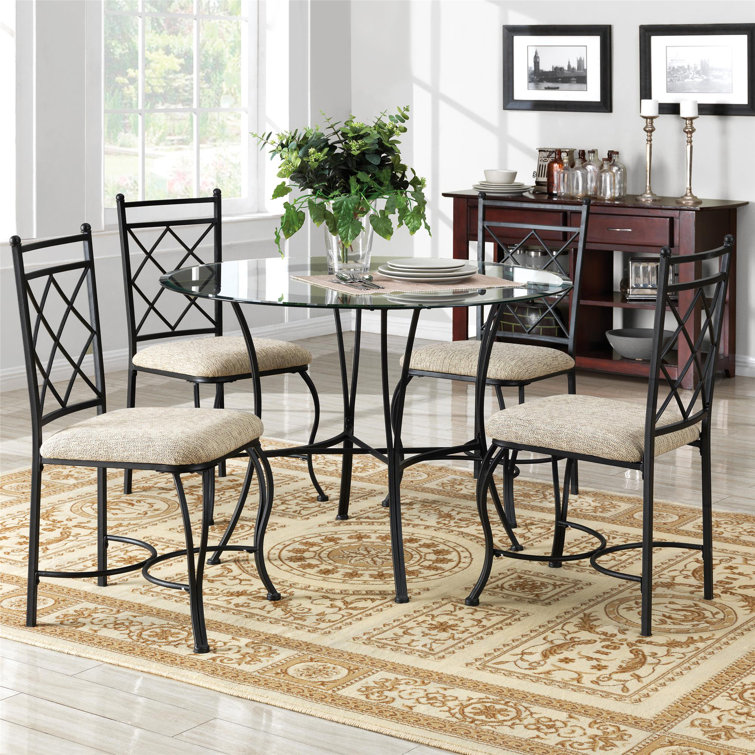 Lark Manor Cheyney 5 Piece Glass Top Dining Set Reviews